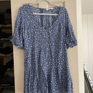 Blue and white dot dress